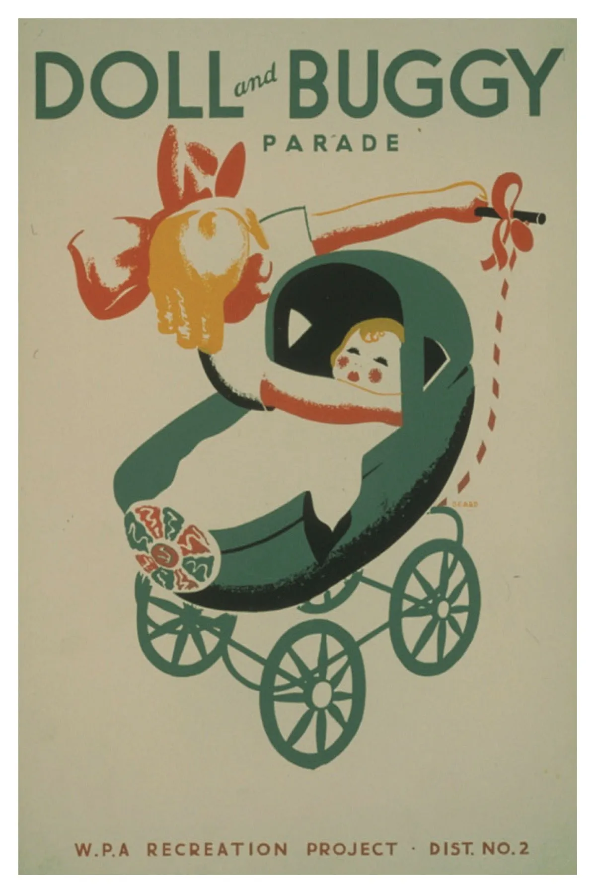 DOLL & BUGGY PARADE WPA POSTAL CARD