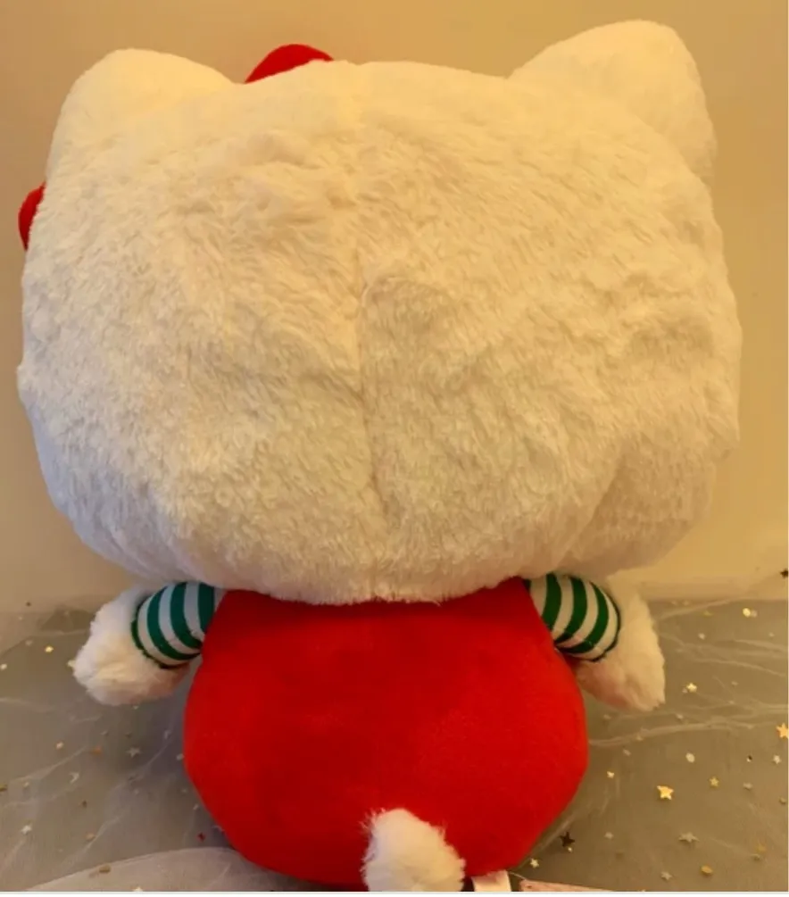 Hello Kitty Mega Jumbo Red x Green Border Plush 34cm Japan