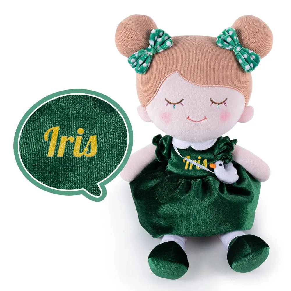 Personalized Dark Green Doll and Bag