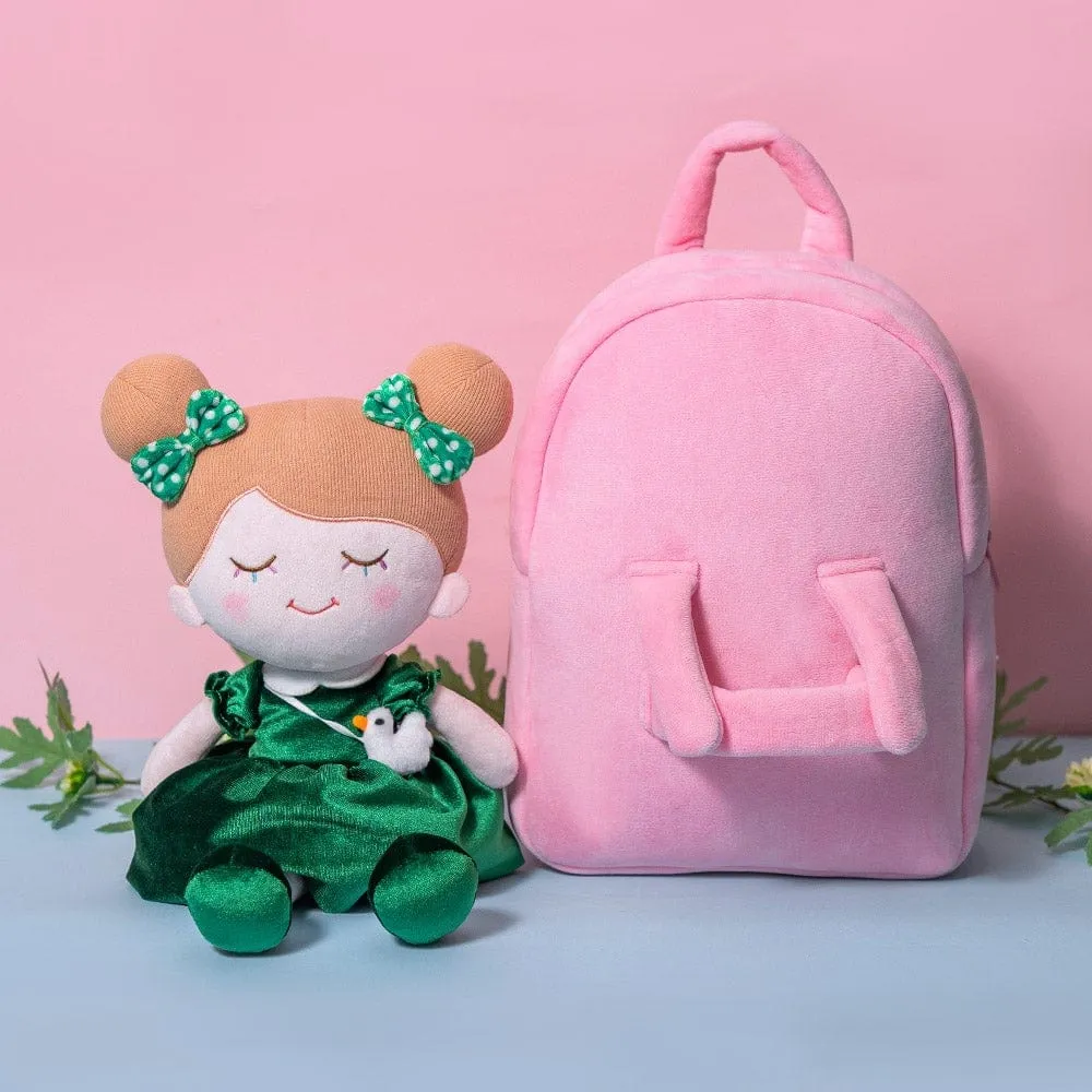 Personalized Dark Green Doll and Bag