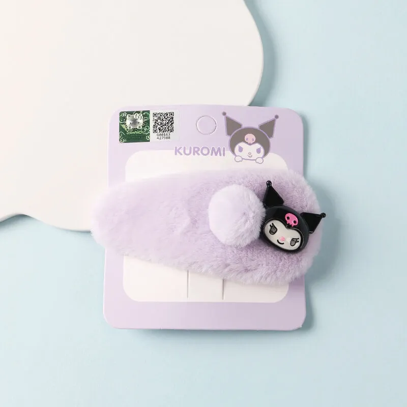 Sanrio Character Face Decor Plush Snap Hair Clip