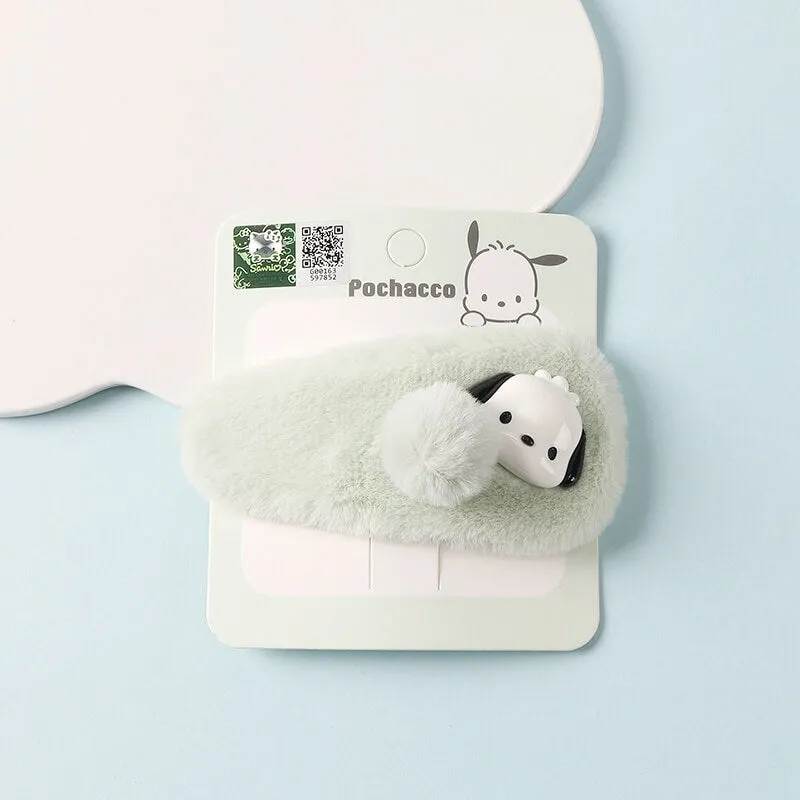 Sanrio Character Face Decor Plush Snap Hair Clip