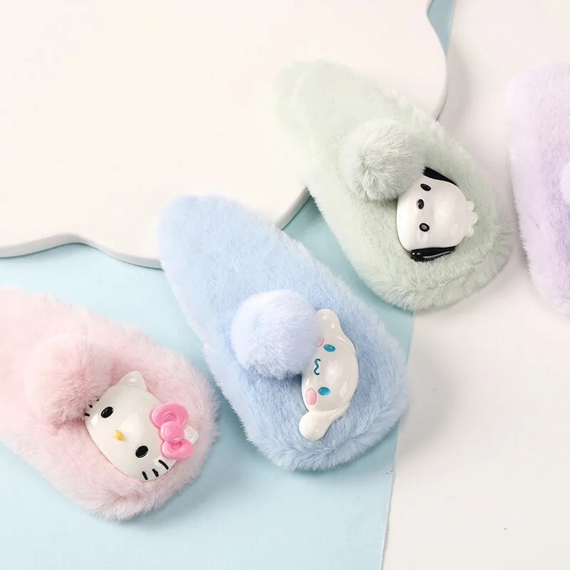 Sanrio Character Face Decor Plush Snap Hair Clip