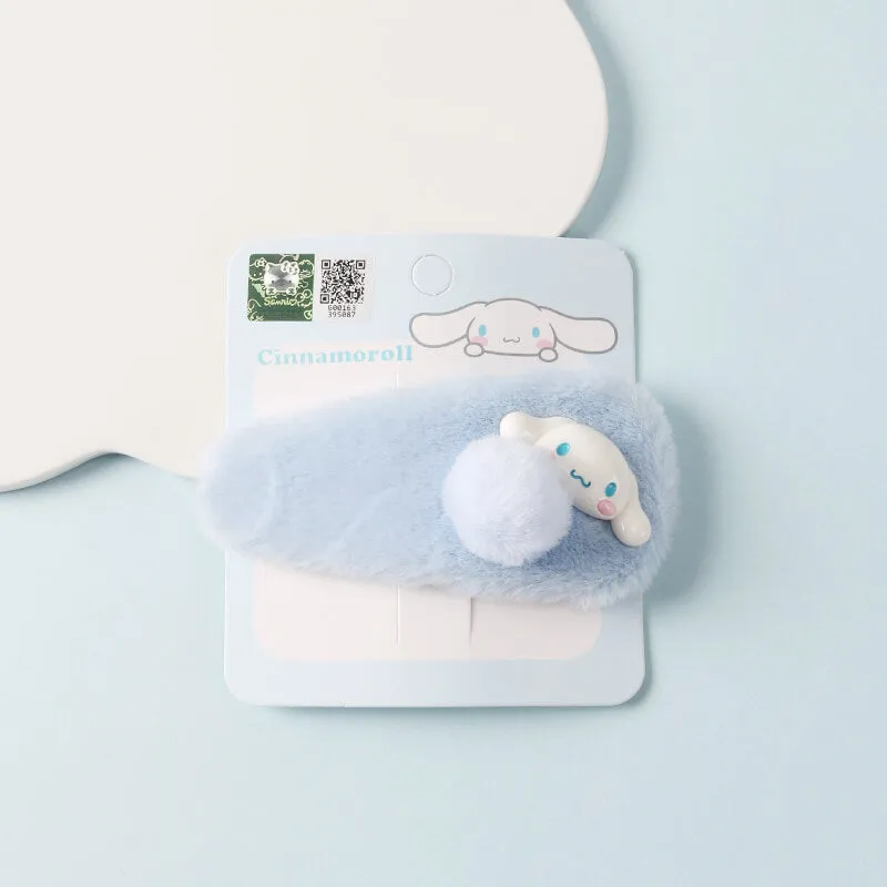Sanrio Character Face Decor Plush Snap Hair Clip