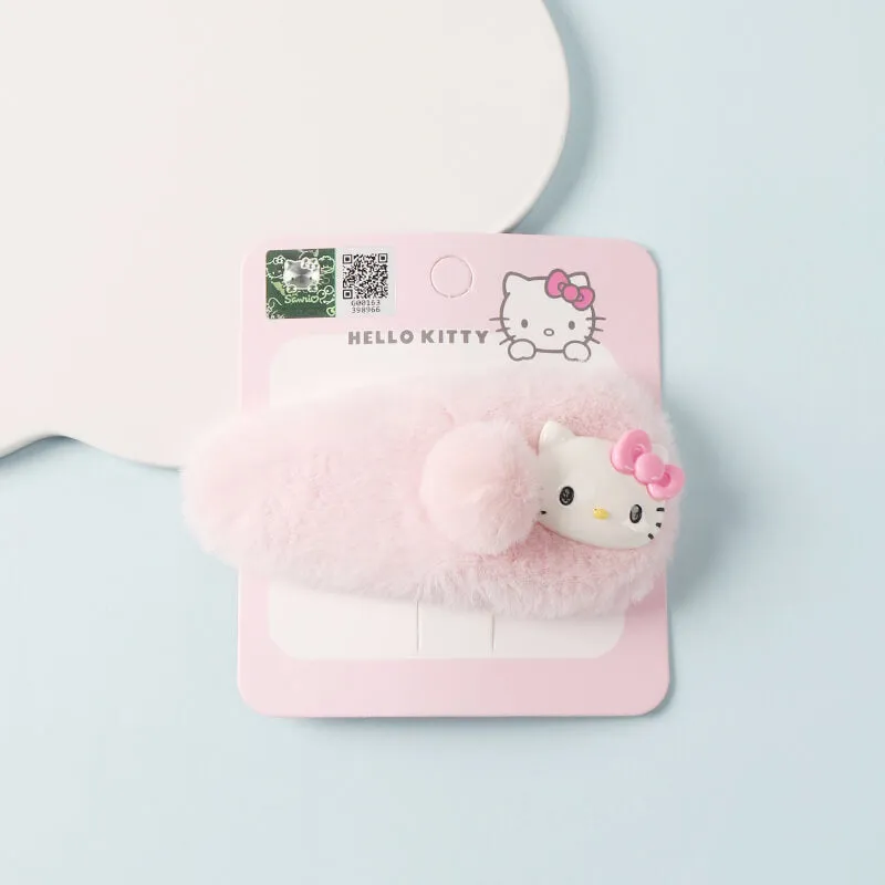 Sanrio Character Face Decor Plush Snap Hair Clip